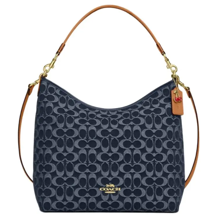 COACH Laurel Fabric Crossbody One Shoulder Handbag Large Women's Denim Blue