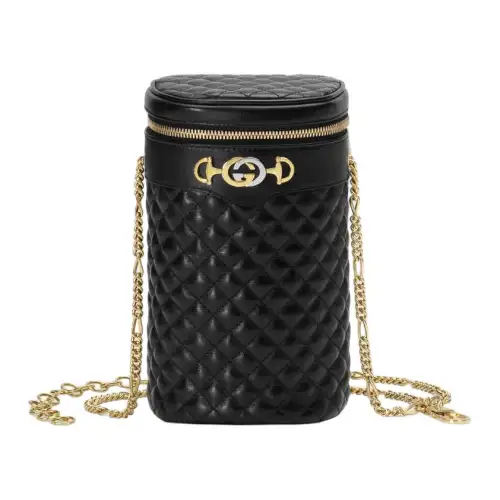 GUCCI Leather Cylinder Bag, Clutch, Crossbody Bag, Shoulder Bag Women's Black