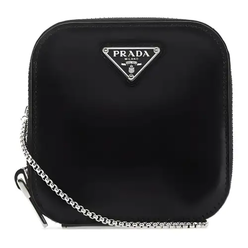 PRADA Leather Crossbody Bag, Shoulder Bag Unisex Black