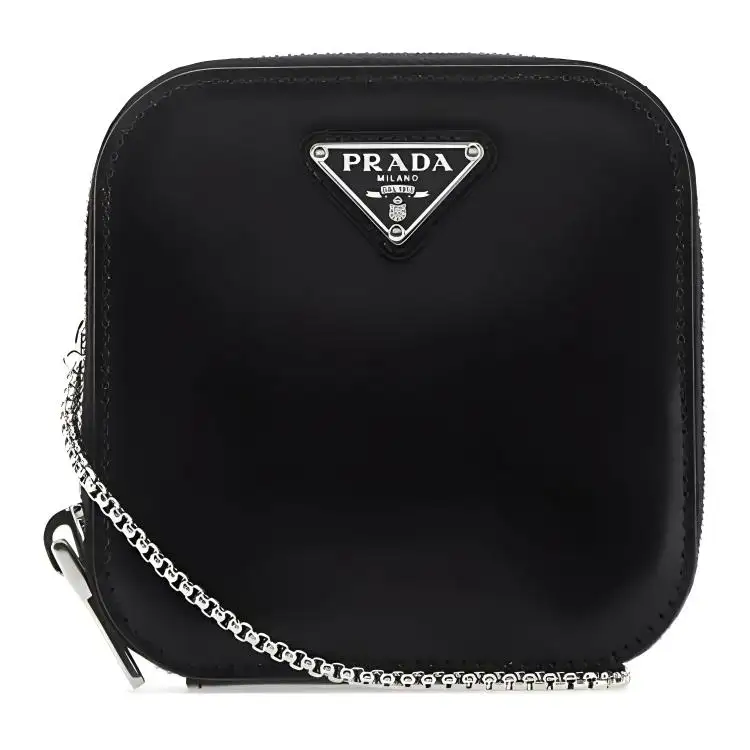 PRADA Leather Crossbody Bag, Shoulder Bag Unisex Black