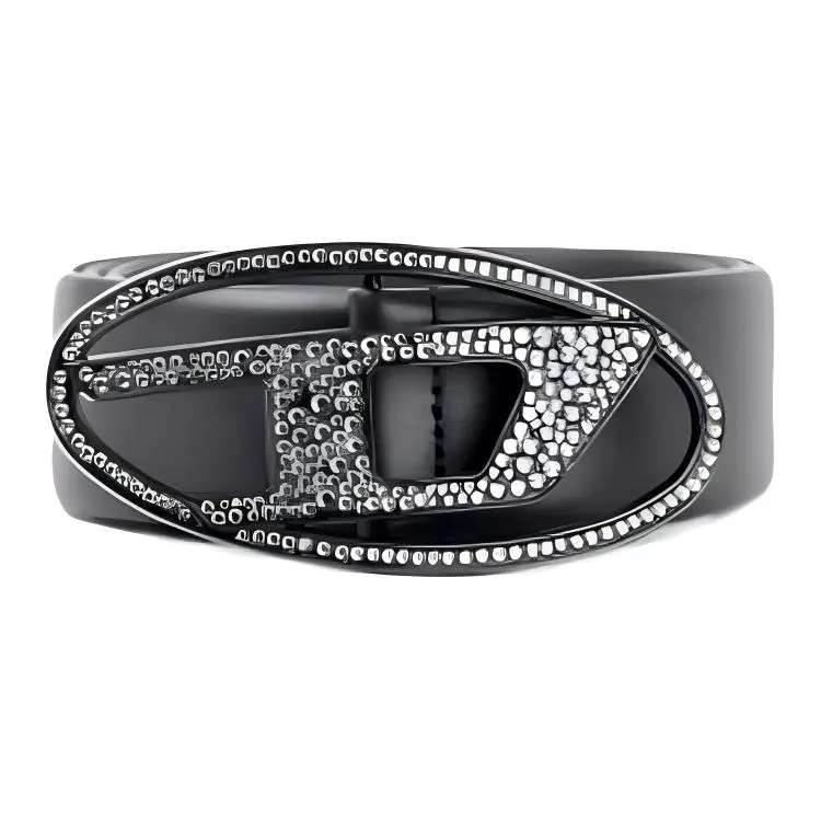DIESEL Smooth Buckle Leather Belts Women's Black 4cm