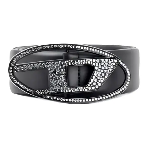 DIESEL Smooth Buckle Leather Belts Women's Black 4cm