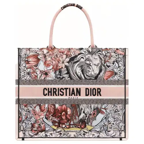 DIOR BookTote Leather Tote Bag, Shopping Bag, Shoulder Bag, Handbag Medium Women's Pink/Black/Gray