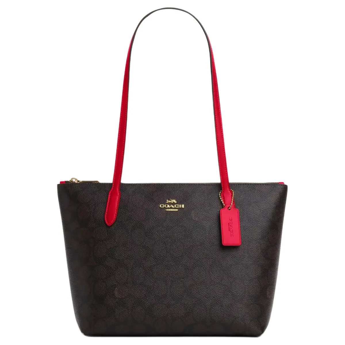 COACH Coated Canvas Tote Bag, Shopping Bag, Shoulder Bag Medium Women's Walnut