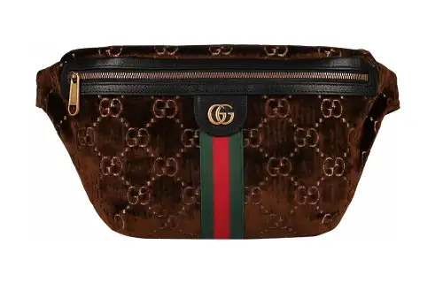 GUCCI Ophidia Velvet Sling Bag, Fanny Pack Small Unisex Brown