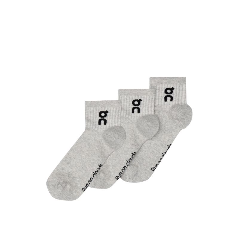 On Logo Sock Mid 3P Crew Socks Unisex 3 Pack Heather Gray
