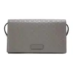 GUCCI Leather Shoulder Bag, Crossbody Bag Women's Gray