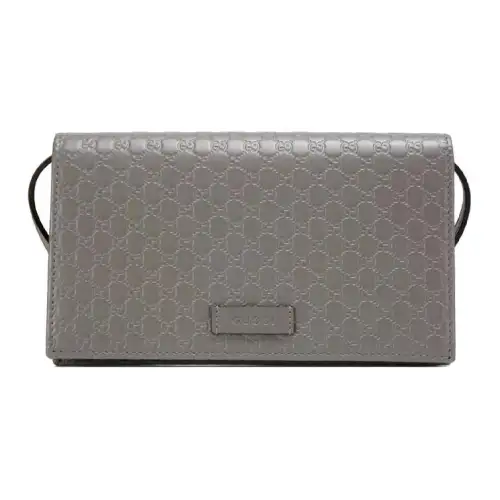 GUCCI Leather Shoulder Bag, Crossbody Bag Women's Gray