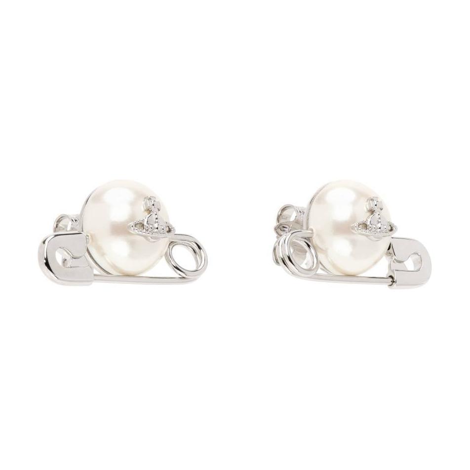 Vivienne Westwood Genuine design brass white earrings pearl, women's style