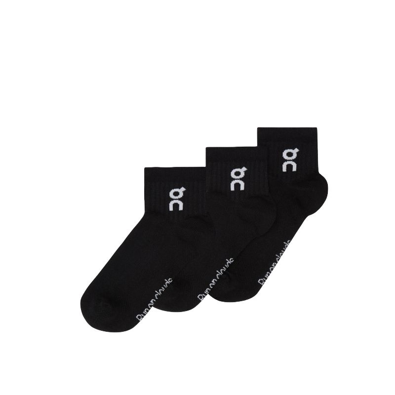 On Logo Sock Mid 3P Crew Socks Unisex 3 Pack Black