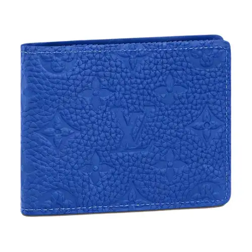 LOUIS VUITTON Cow Leather Wallet Unisex Blue