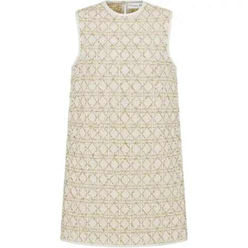 DIOR SS25 Sleeveless Dress Women's White Gold