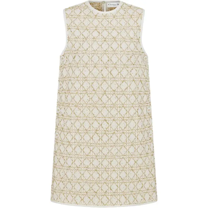 DIOR SS25 Sleeveless Dress Women's White Gold