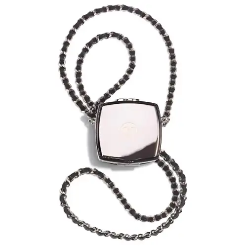 CHANEL Sheepskin Powder Bag, Makeup Box Bag, Shoulder Bag, Crossbody Bag Mini Women's Silver/Black/Black Silver