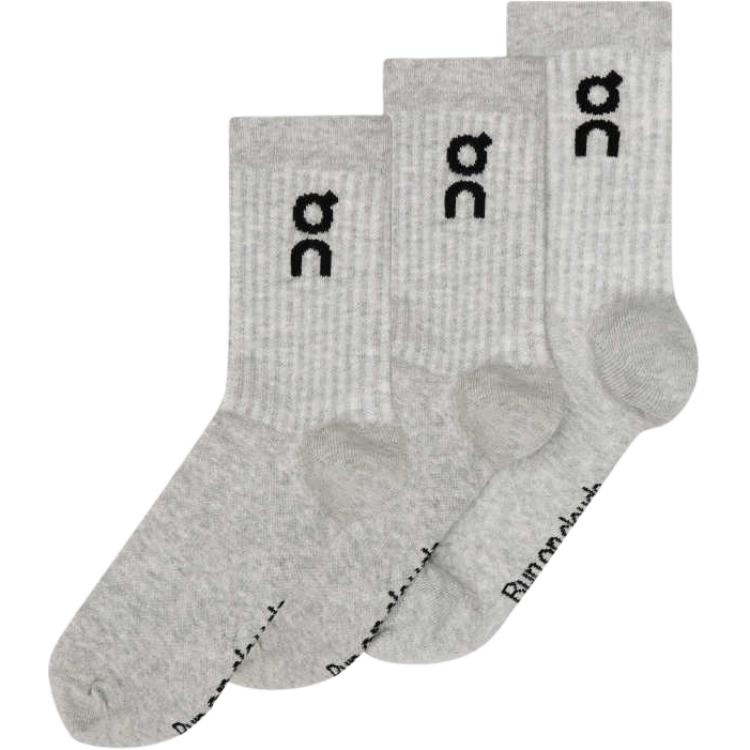 On Logo Sock High 3P Crew Socks Unisex 3 Pack Heather Gray