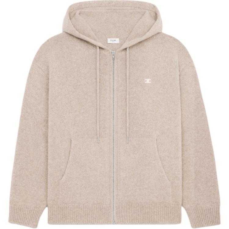 CELINE Triomphe Hooded Sweater In Seamless Cashmere