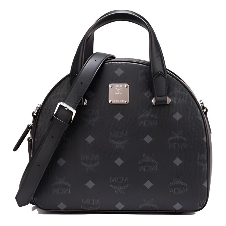 MCM Essential Visetos Origina presbyopia all-over printed half-moon artificial leather shoulder crossbody handbag mini women's black