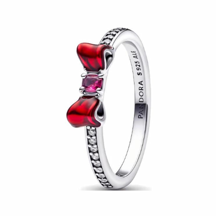 Женское кольцо Pandora 925 (серебряное с красным)