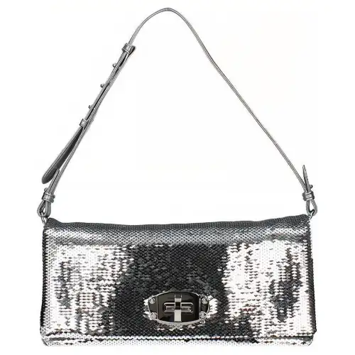 MIU MIU Leather Handbag, Shoulder Bag Women's Silver