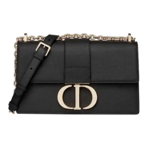 DIOR 30 Montaigne Embossed Grained Texture Cow Leather Montane Bag, Box Bag, Shoulder Bag, Crossbody Bag Women's Black