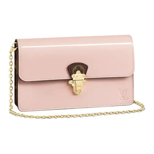 LOUIS VUITTON Glossy Finish Calfskin Chain Bag, Shoulder Bag Women's Ballet Pink