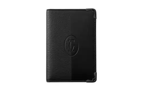CARTIER Must De Cartier Cow Leather Card Holder Women's Black
