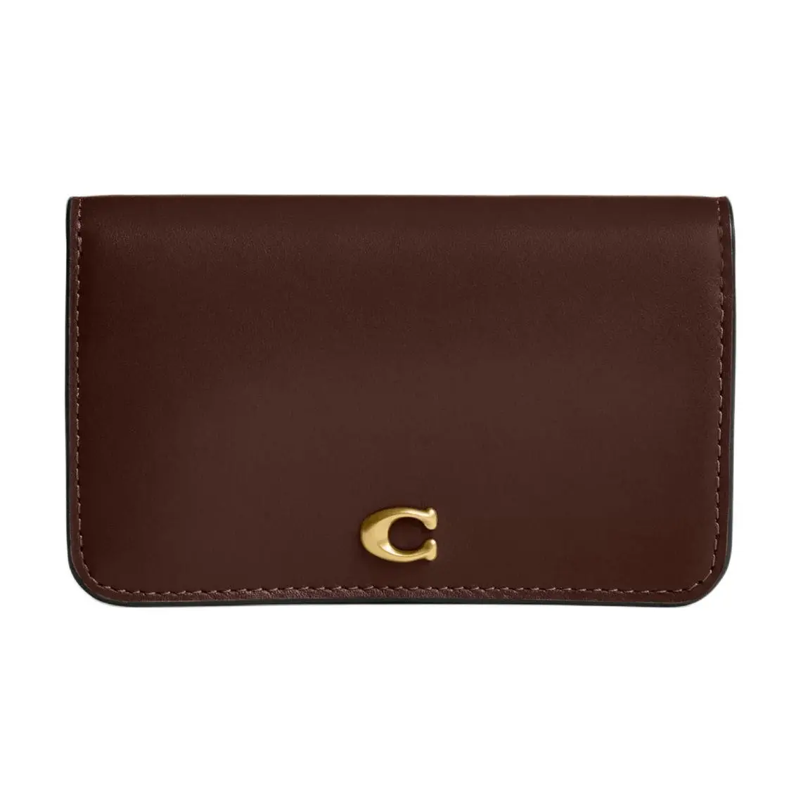 COACH Essential Leather Card Holders Women's Maple Brown