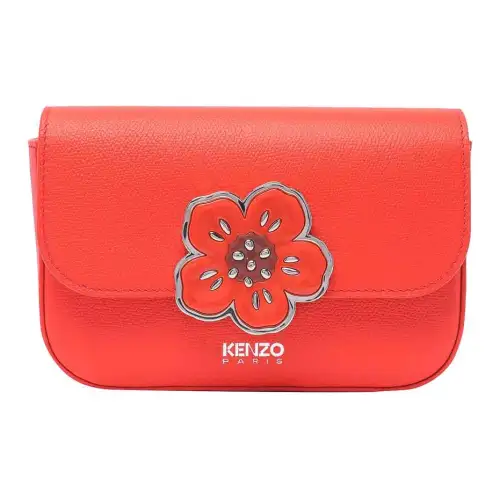 KENZO Grain Cow Leather Crossbody Bag, Shoulder Bag Women's Red