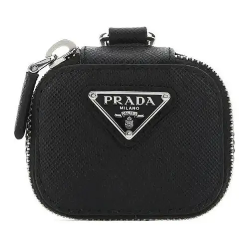 PRADA Cross Grain Leather AirPods Protective Cover, Shoulder Bag, Crossbody Bag Regular Women's Black