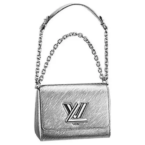 LOUIS VUITTON Twist Epi Leather Shoulder Bag, Crossbody Bag Small Women's Silver