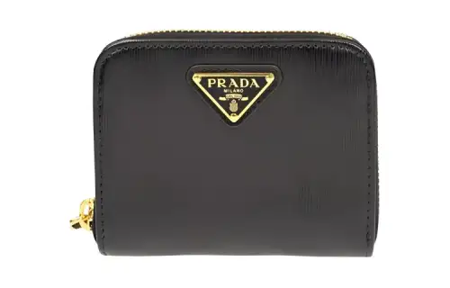 PRADA Leather Coin Purse Women's Black