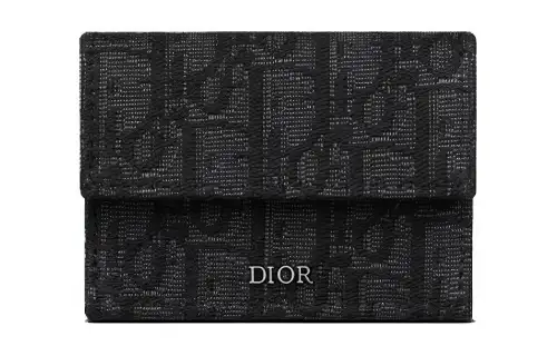 DIOR Knitted Fabric With Cow Leather Wallet Men's Black
