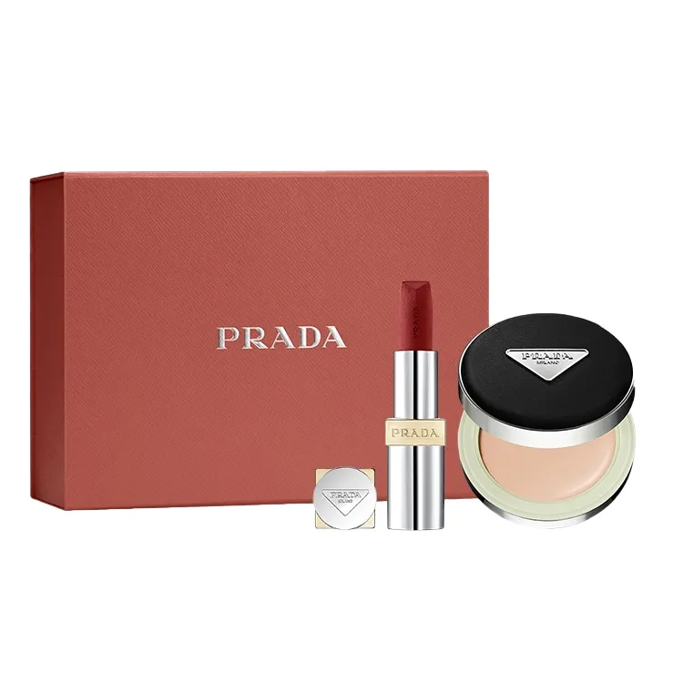 PRADA Prada, soft heel, lipstick, gift box, makeup primer, nylon set, foundation, 12g, 03 colors, 3.8g, resistant coating, sun protection, SPF50