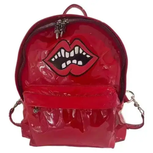Chrome Hearts Patent Leather Backpack Small Women's Red