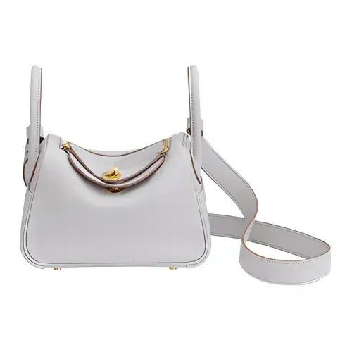 HERMES Lindy Swift Calfskin Handbag 19 Women's 80 Gris Perle Pearl Gray