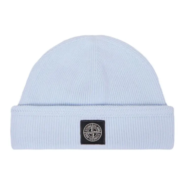 STONE ISLAND Cotton Beanies Unisex Sky Blue