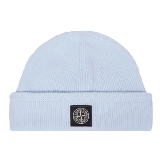 STONE ISLAND Cotton Beanies Unisex Sky Blue