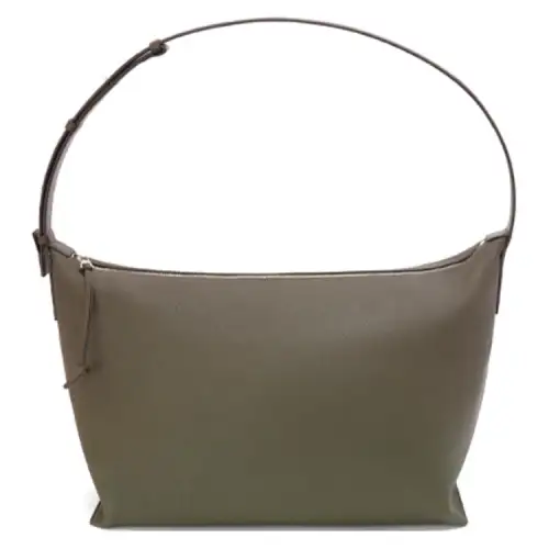 LOEWE Cubi Zip Closure Grain Cow Leather Lunch Bag, Clutch Bag, Shoulder Bag, Crossbody Bag Large Unisex
