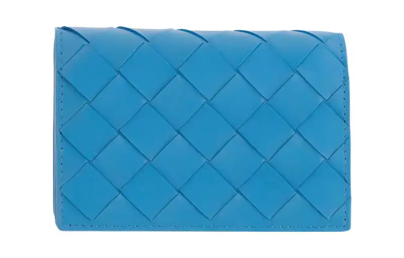 Bottega Veneta Sheepskin Business Card Holder Women's Blue