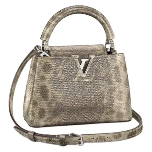 LOUIS VUITTON Capucines Snake Skin Kapsyn Shoulder Bag, Crossbody Bag, Handbag Mini Women's Gray