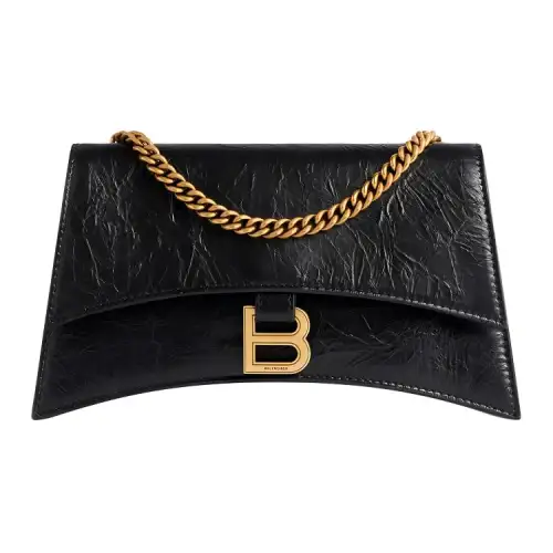 Balenciaga Crush Embossed Calfskin Crossbody Bag, Shoulder Bag Women's Black