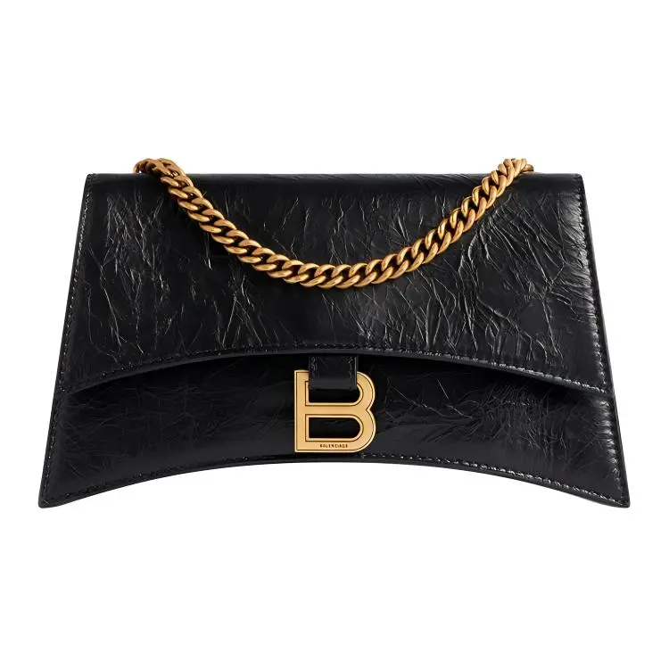 Balenciaga Crush Embossed Calfskin Crossbody Bag, Shoulder Bag Women's Black