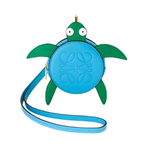 LOEWE Classic Cow Leather Cookie Coin Card Holder Women's Blue/Green