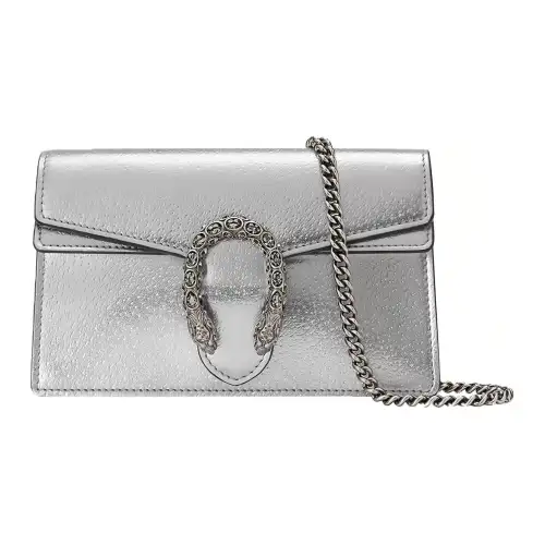 GUCCI Dionysus Leather Crossbody Bag, Shoulder Bag Women's Silver