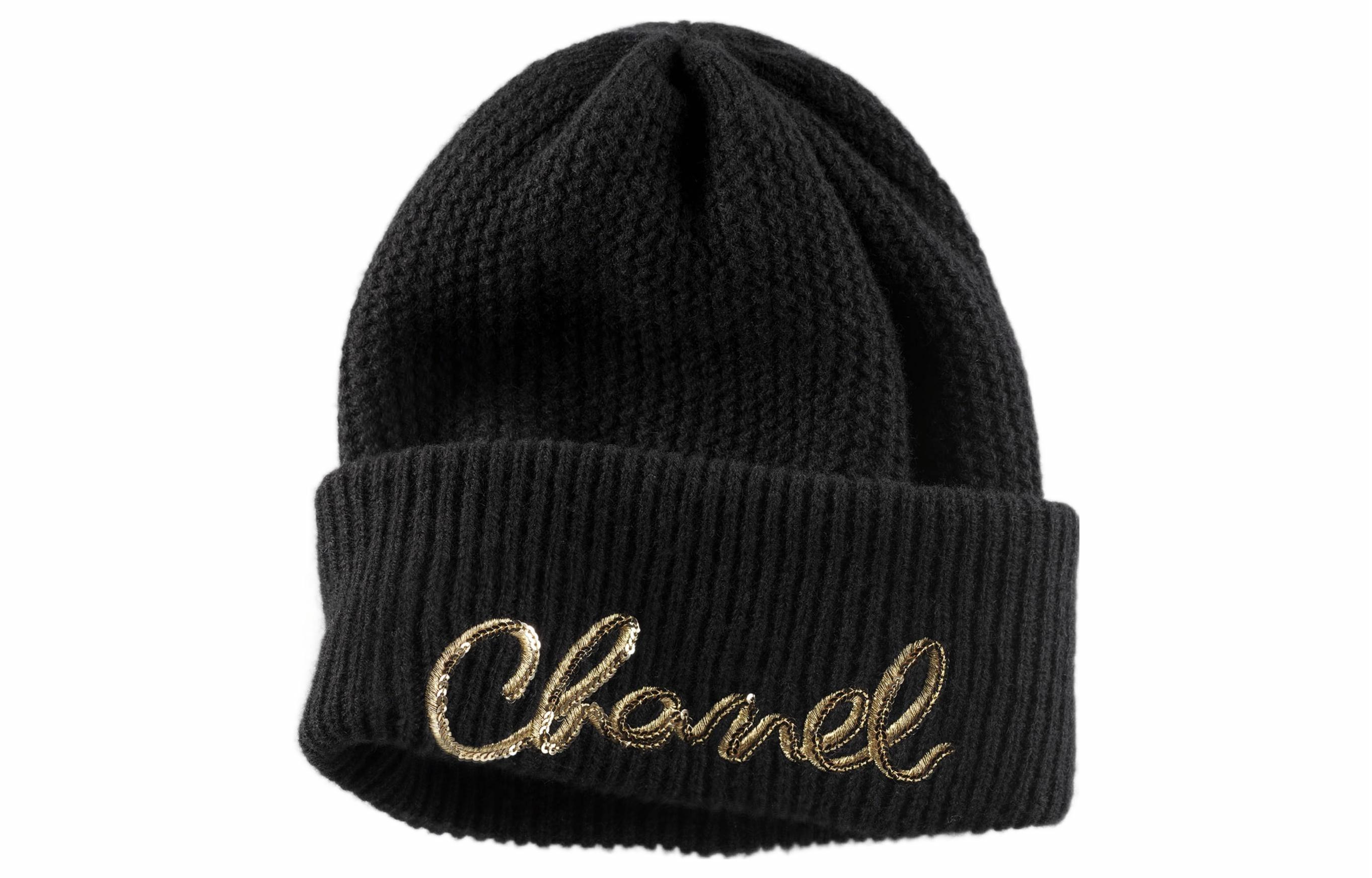 Женская шапка Chanel CHANEL Logo (черная)