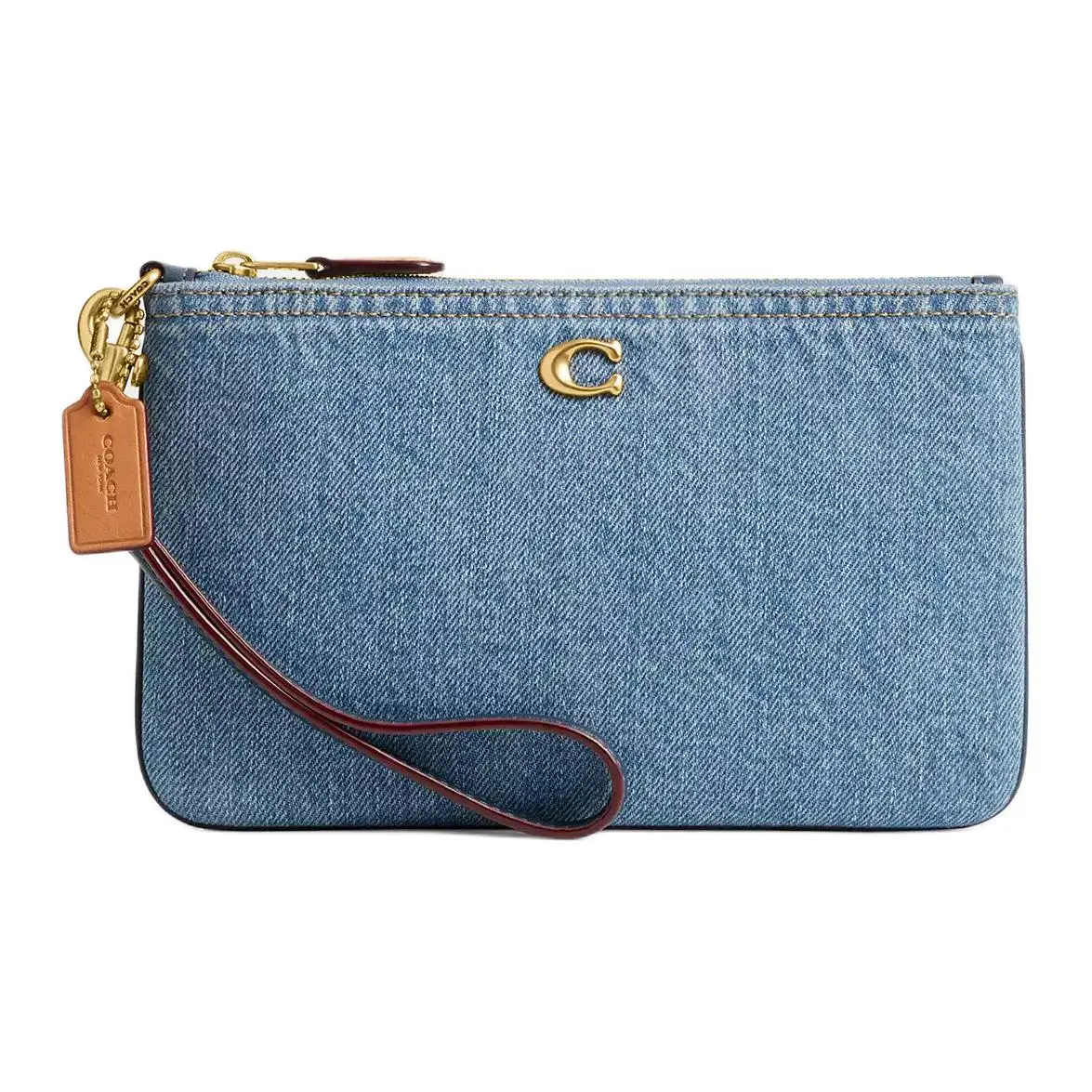 COACH Wristlet Denim Clutch Small Women's Indigo