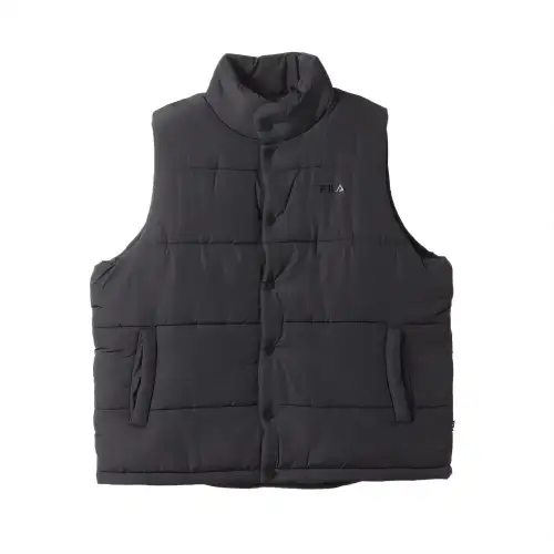 FILA Vests Unisex Black |ブラック Stand Collar Moderate