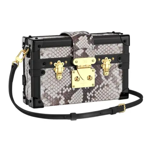 LOUIS VUITTON PETITE MALLE Python Skin Handheld Shoulder Bag, Crossbody Bag Women's Black/Multicolor