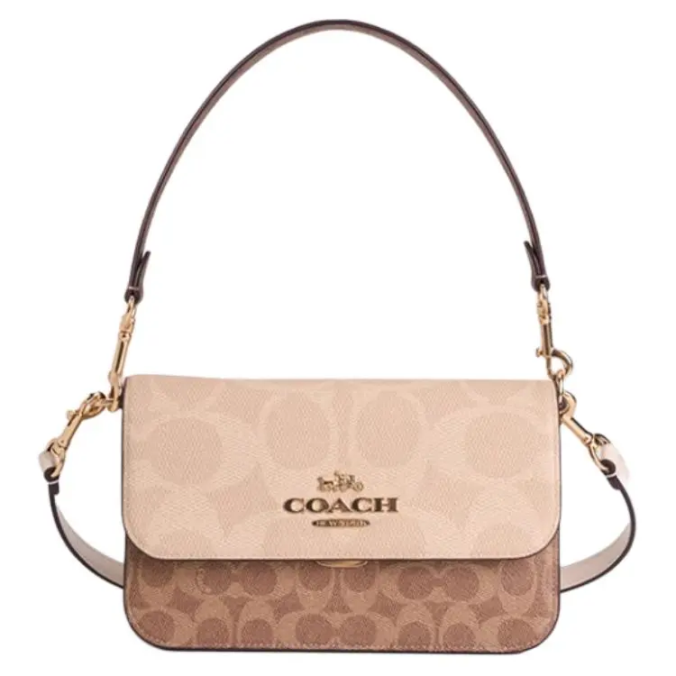 COACH Brynn Artificial Leather Shoulder Bag Medium Women's Sand Yellow & Brown Yellow