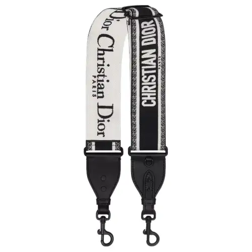 DIOR Embroidery With Calfskin Bag Straps Women's Ultra Matte Black